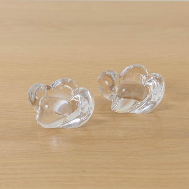 Transparent 1950s Pair of French Glass Candle Holders For Sale - Image 8 of 10