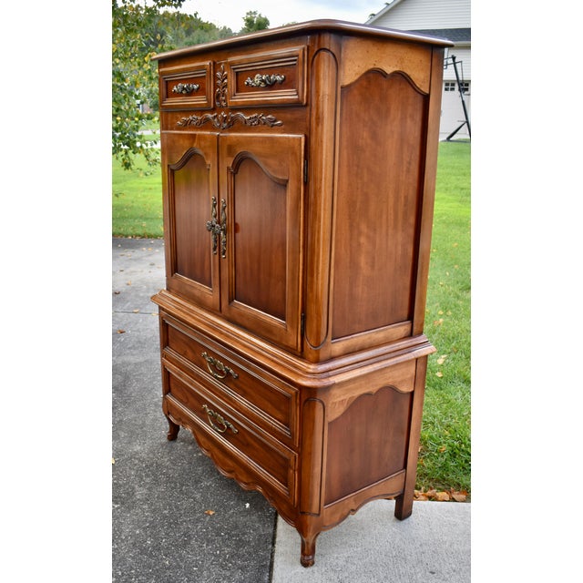 Cherry Dixie Furniture Tall Chest Vintage French Provincial Cabinet Chest For Sale In Philadelphia - Image 6 of 18