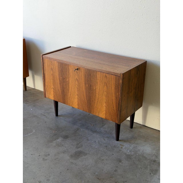 Vintage Danish Rosewood Cabinet by Ps System - Mid Century Modern Drop-Front Storage Bar 1960s For Sale - Image 4 of 9