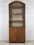 Walnut Mid Century Arch Top Bookshelf Or Display Case. Featuring Adjustable Shelving, 2 Tone Metal Accent Back Panel & A...
