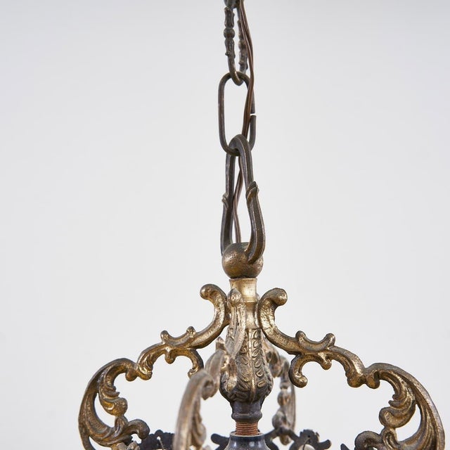 1930s Metal and Glass Chandelier For Sale - Image 4 of 10