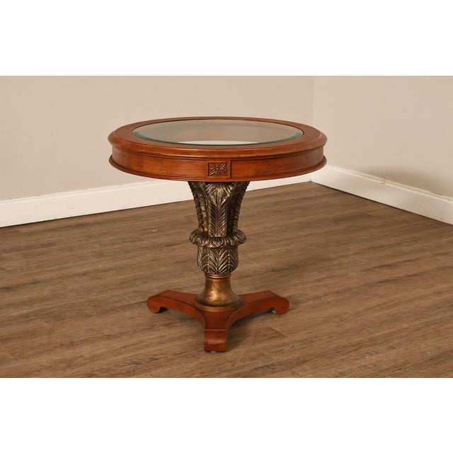 Hollywood Regency Style Round Glass Top Accent Table For Sale - Image 14 of 18