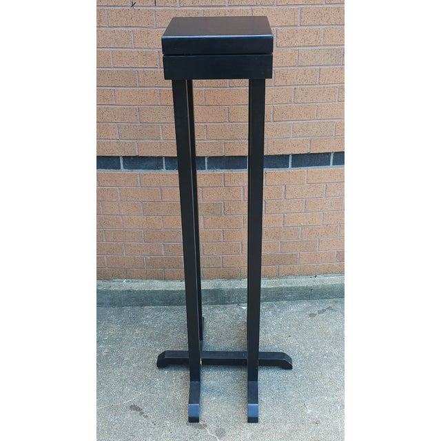 Late 20th Century Arts and Crafts 58" Giant Oak Quadpod Pedestal Plant Stand For Sale - Image 4 of 10