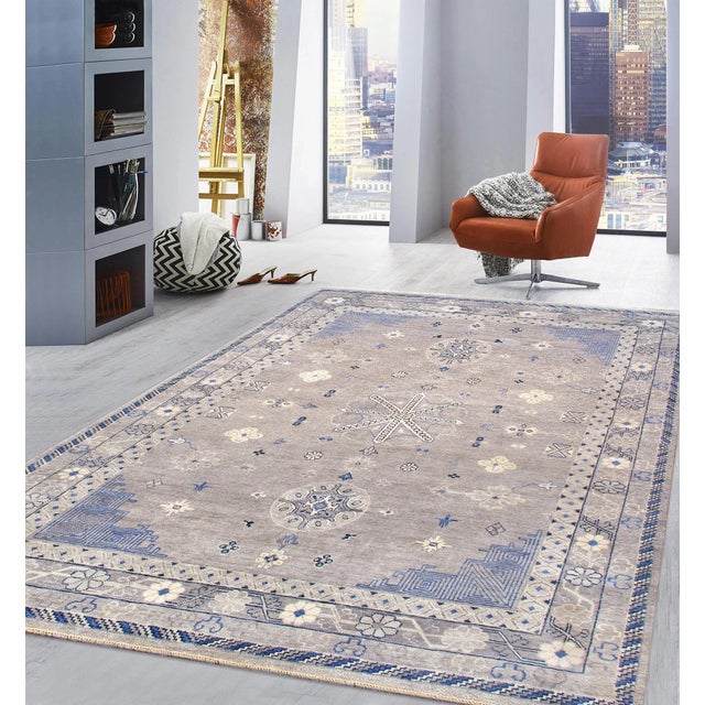 Pasargad Home Khotan Silver Wool Area Rug- 9' 1'' X 12'11'' For Sale In New York - Image 6 of 6
