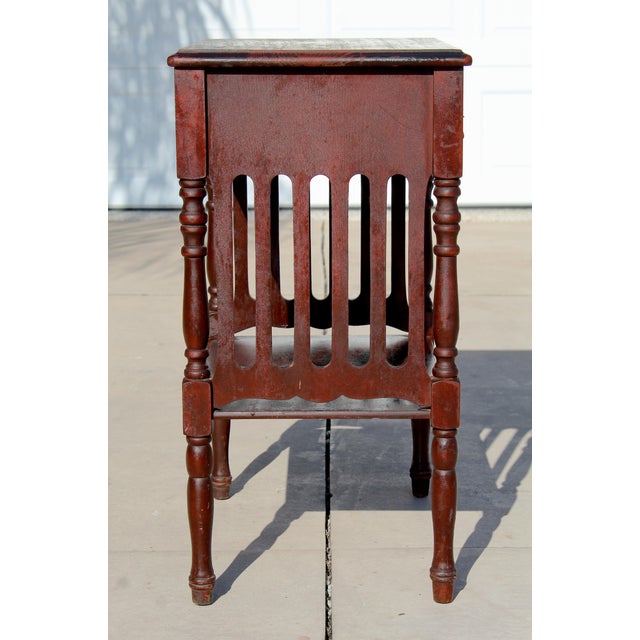 Early 20th Century Arts & Crafts Victorian Revival Slatted Side Table With Turned Legs For Sale - Image 9 of 15