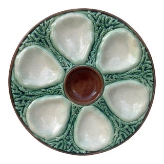 English Victorian Majolica Oyster Plate, Circa 1890 For Sale