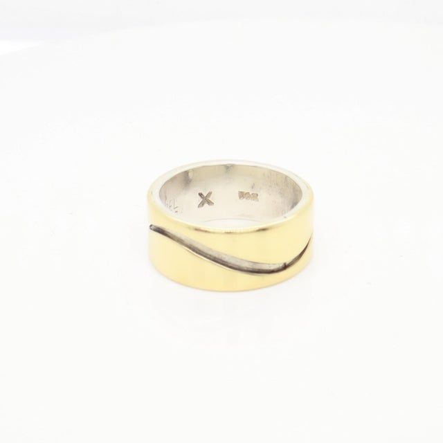 Vintage Mid-Century Modernist Paul Lobel Mixed Metal Gold/Silver Cigar Band Ring For Sale - Image 13 of 13