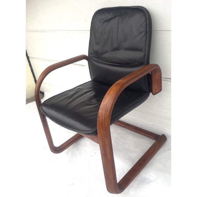 Mid-Century Bentwood Chair in Leather, 1950s For Sale - Image 6 of 16