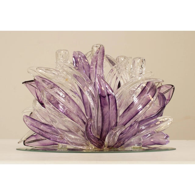 Vintage Hand Blown Art Glass Candle Holder For Sale - Image 9 of 13