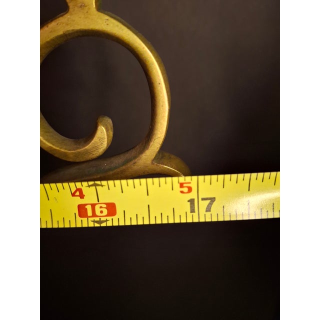 Rare 19thC Antique Polish Brass Menorah Large 22.7" 7 Branch Synagogue Knops For Sale - Image 4 of 18