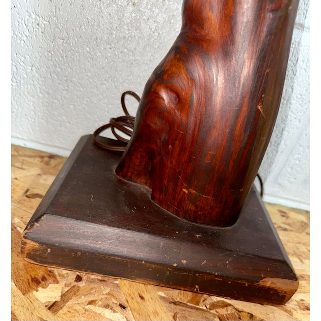 Wood Vintage Cypress Knee Folk Art From the Mid-20th Century Lamp on Wooden Base For Sale - Image 7 of 8
