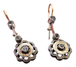 Gold and Silver Earrings with Zirconias, Set of 2
