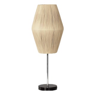 VintageTable Lamp with Raffia Shade and Black Marble Base, 1960s For Sale