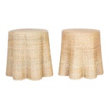 Pair of Round Wicker Drapery Ghost Tables or Stands From the Fs Flores Collection For Sale