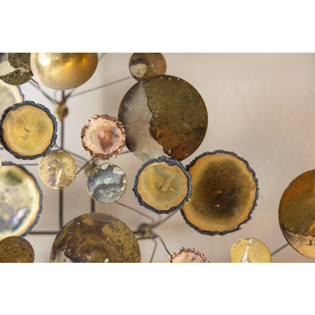 Vintage C. Jeré Raindrops Brass and Copper Wall Sculpture For Sale - Image 9 of 9