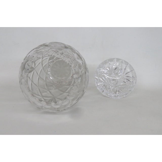 Lead Cut Crystal Lidded Candy Cookie Jar With Diamond Cut Lattice Pattern 4937b For Sale - Image 9 of 13