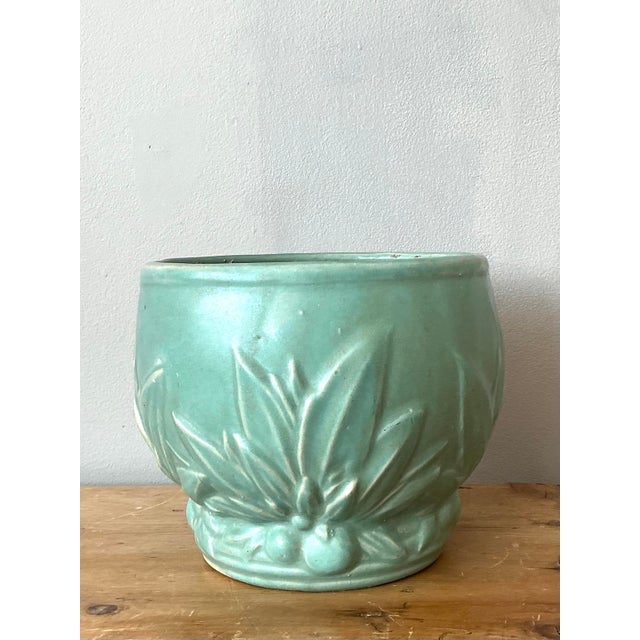 Vintage Glazed Ceramic Cache Pot After McCoy For Sale - Image 4 of 12