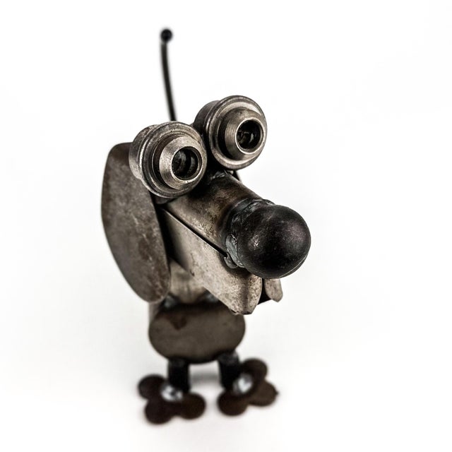 Large Vintage Metal Scrap Art Sculpture of Dog For Sale - Image 4 of 11