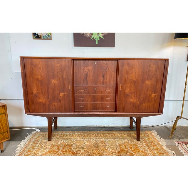 Wood Mid 20th Century Danish Teak Sideboard With Built in Bar For Sale - Image 7 of 7