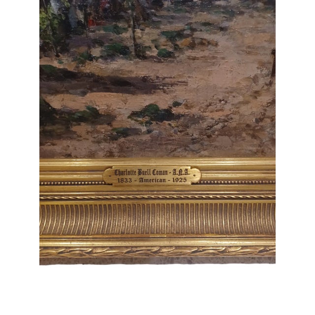 Vintage Oil painting by Charlotte Buell Coman painting depicting a hops harvest scene. Titles " The Hops Pickers " This is...