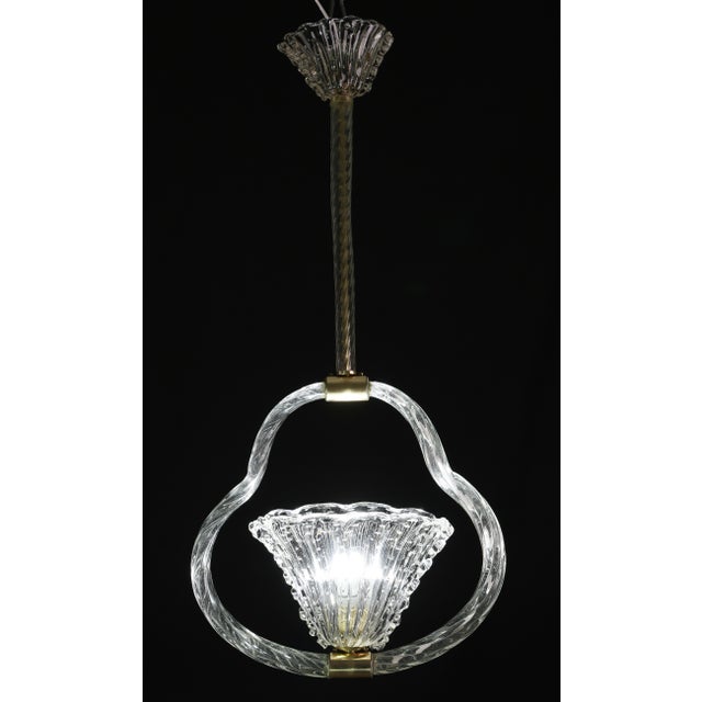 Art Deco 1940s Charming Ercole Barovier Art Deco Chandelier, "Bullicante" Glass Murano For Sale - Image 3 of 17