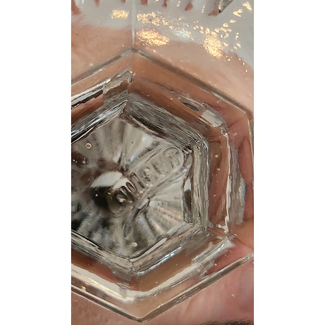 Antique Imperial Glass Nucut Footed Compote in Clear Pressed Glass With Sawtooth Rim For Sale - Image 18 of 18