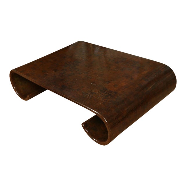 Faux Tortoise Karl Springer Style Coffee Table For Sale