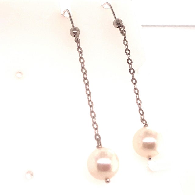 Metal Fine Quality Japanese Akoya Pearl Earrings set in14k Gold 8.44 mm Certified For Sale - Image 7 of 9