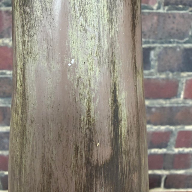 Mid-Century Tapered Ceramic Lamp With Brushed Glaze For Sale - Image 4 of 11