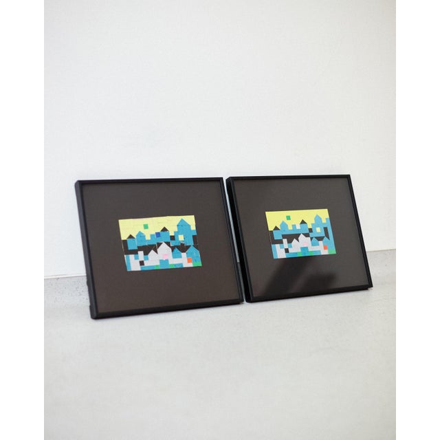 Tihamér Gyarmathy, Collage in Pair, Set of 2, in Flawless conditions. Designed 1970 to 1979 This piece has an attribution...