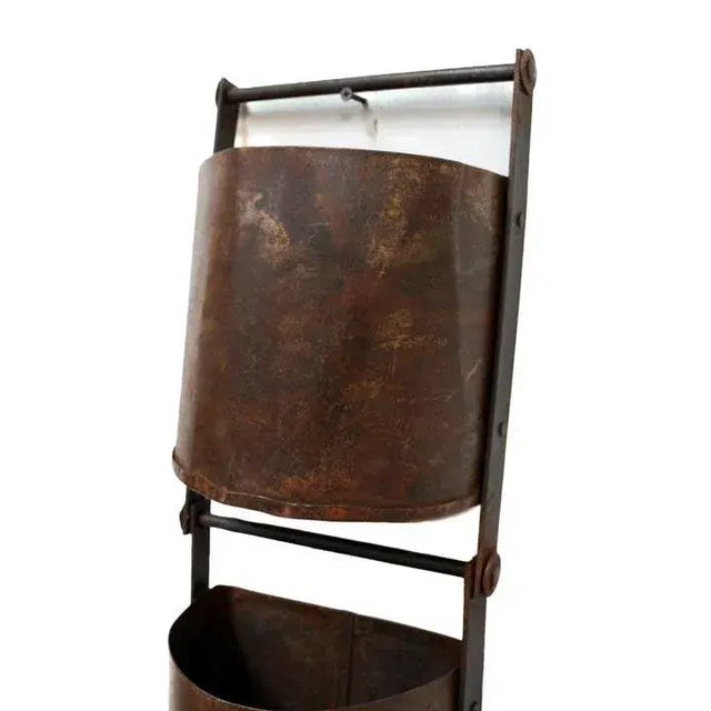 Copper Metal Water Wheel Bin For Sale - Image 8 of 10