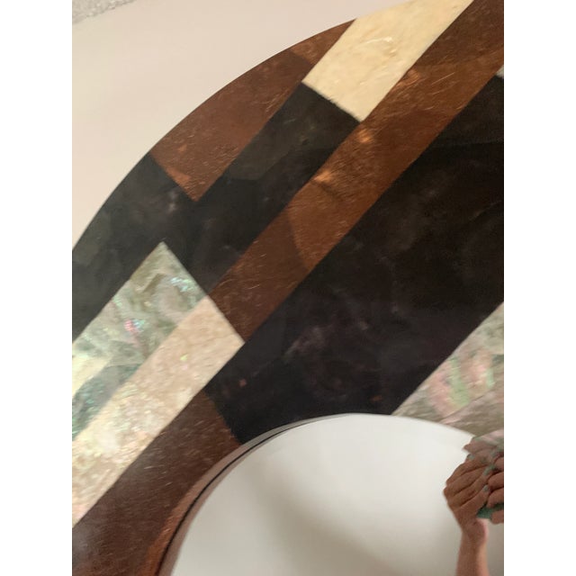 Glass Reduced Modern Stone Round Wall Mirror - Shawna Stoney For Sale - Image 7 of 11