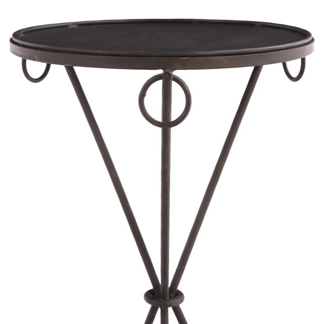 Mid-Century Modern A Pair of Gueridon Style Iron Drink Tables, in the Manner of Jean-Michel Frank For Sale - Image 3 of 6