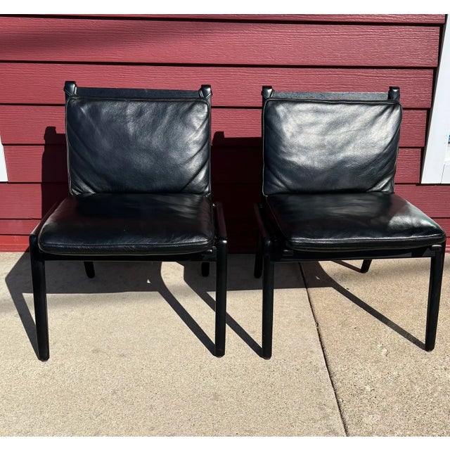 1980s Stellar Works Post Modern-Style Ren Leather Chairs- a Pair For Sale - Image 9 of 9