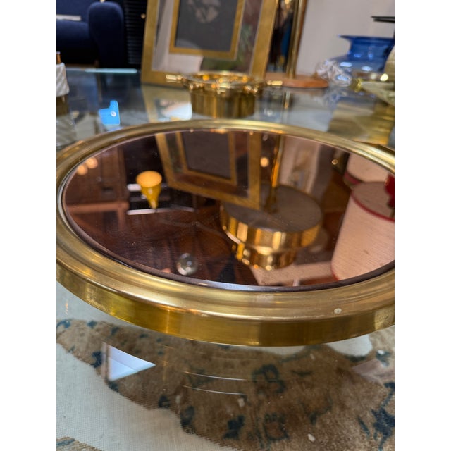 Italian Italian Mid-Century Brass and Smoked Mirror Serving Tray, 1970s For Sale - Image 3 of 7