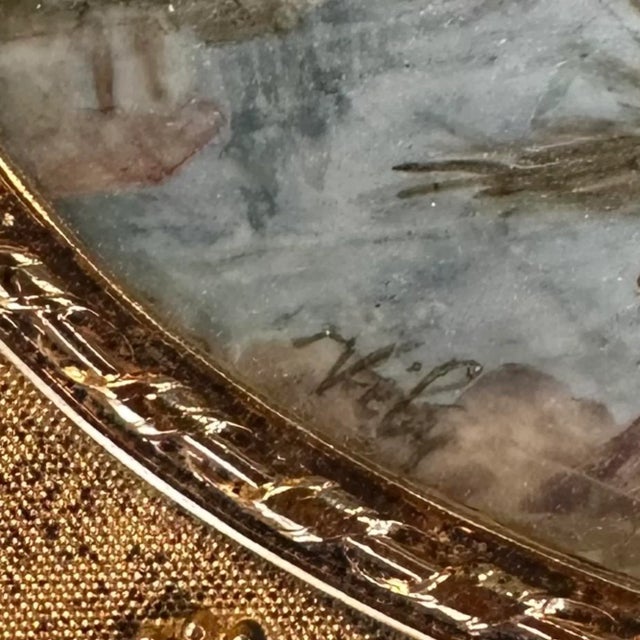 Late 19th Century Victorian French Gilt Brass Box With Hand Painted Porcelain Cartouche Inset For Sale - Image 9 of 10