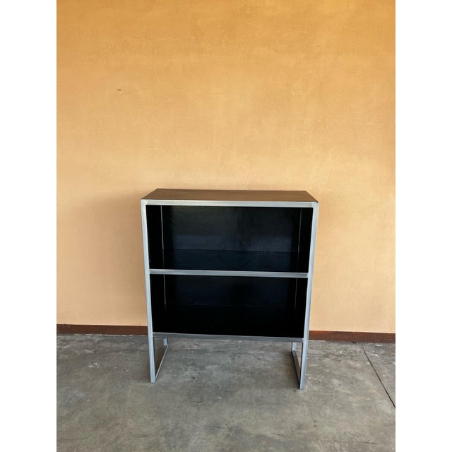 Metal Vintage Baxter Bookcases in Black Leather and Steel, 1990s, Set of 2 For Sale - Image 7 of 16