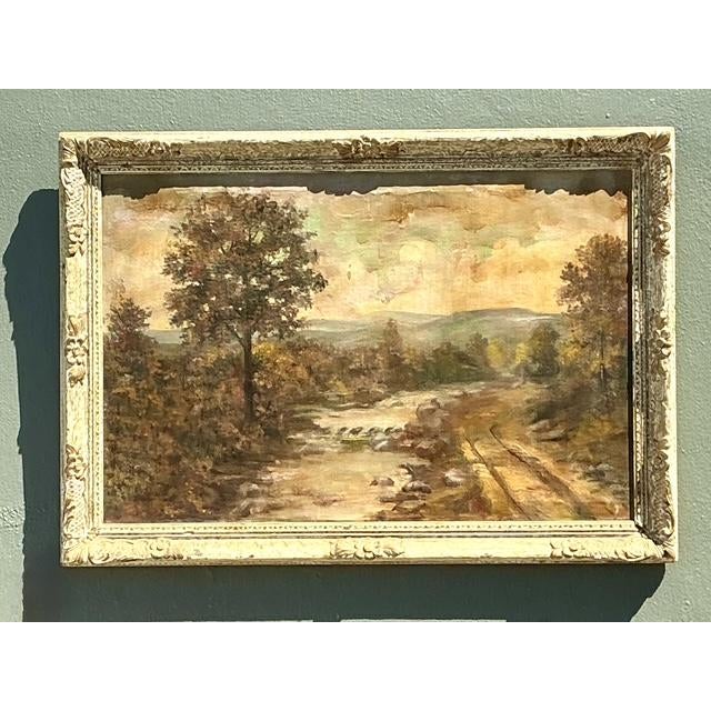Vintage Original Landscape Oil on Canvas For Sale - Image 4 of 12