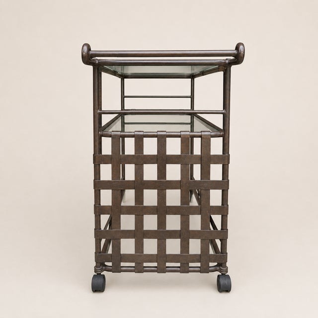 Traditional Vintage Florentine Serving Cart With Glass Shelves Attributed to Brown Jordan For Sale - Image 3 of 4