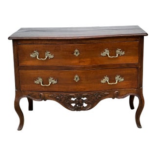 Provencal Louis XV Walnut Serpentine Two Drawers Commode, France, Circa 1780. For Sale