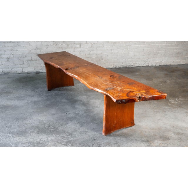 1970s Mid-Century Modern Live Edge Solid Wood Bench For Sale - Image 16 of 18