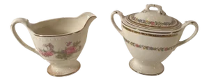 Vintage Floral Pattern Cream & Sugar Set