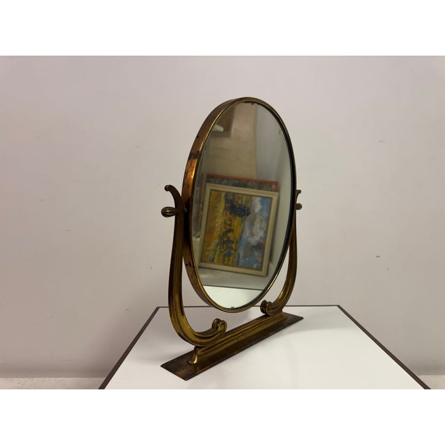Mid-Century Modern Mid-Century Italian Brass Vanity or Dressing Table Mirror, 1950s For Sale - Image 3 of 15
