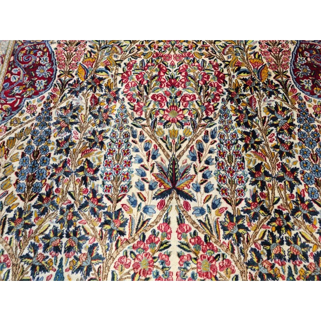 Vintage Kerman Lavar Rug, Hand-Knotted Wool, Tree of Life Pattern, Ivory & Green, 7x10 For Sale - Image 16 of 16