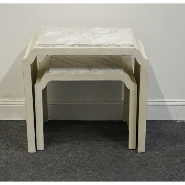 HOOKER FURNITURE Off White Coastal Contemporary 26" Granite Top Nesting Tables Large Table: 24.5” High 26” Wide 17” Deep...