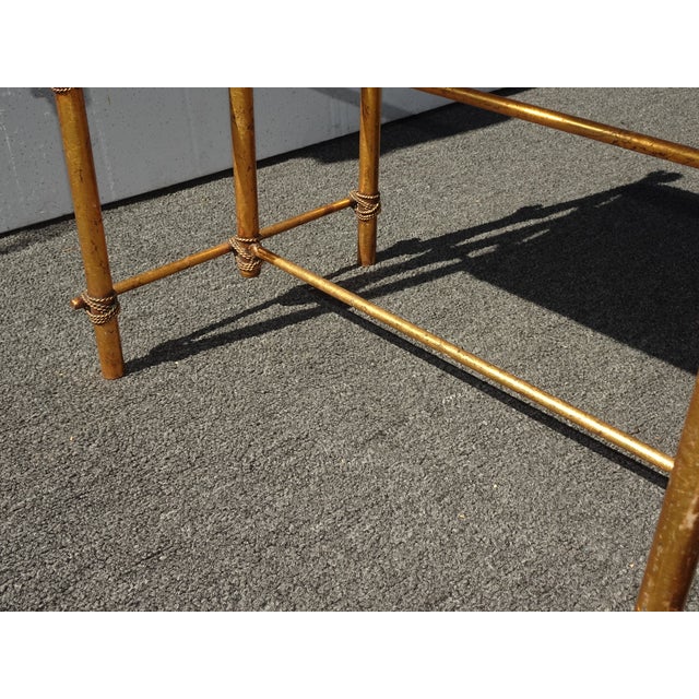 Vintage Hollywood Regency Gold Gilt Rope Metal Vanity Bench Stool For Sale - Image 18 of 18