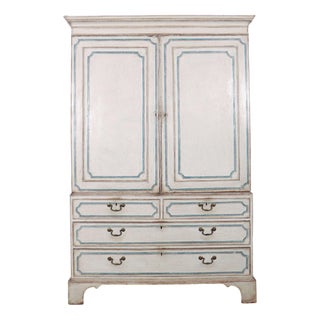 English Painted Linen Cabinet For Sale