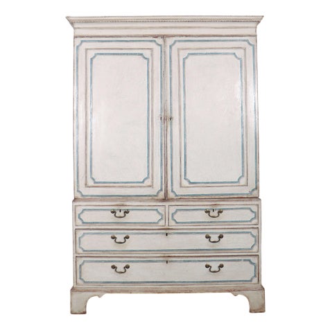 English Painted Linen Cabinet For Sale