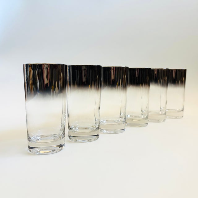 Mid Century Silver Fade Highball Tumblers by Vitreon - Set of 6 For Sale In San Francisco - Image 6 of 13