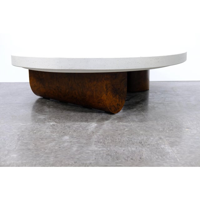 Large Isla Coffee Table, Burl Wood Base With Custom Fabricated Top For Sale - Image 10 of 11